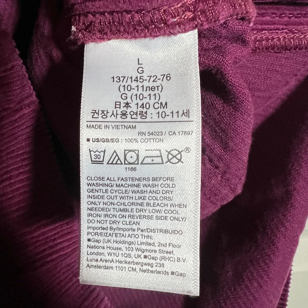 Gap Kids Huckleberry Purple Corduroy Skirtall Pinafore Dress, Girls Size L 10-11